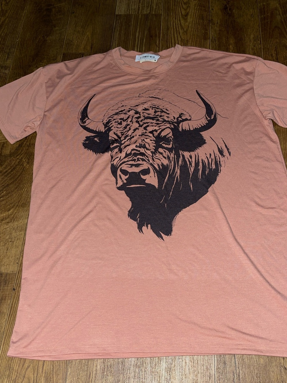 Avery Short-Sleeve T-Shirt Dress with Bison - Rust